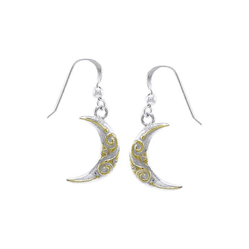 Celtic Moon Spiral Silver and 14K Gold accent Earrings TEV2914 - Jewelry